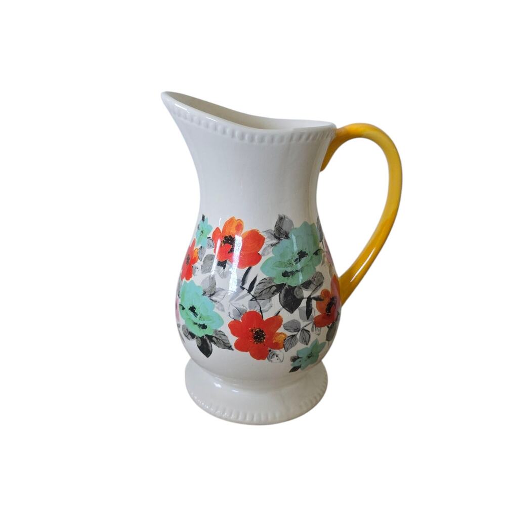Pioneer Woman 10" Stoneware Pitcher/Vase Floral Pattern